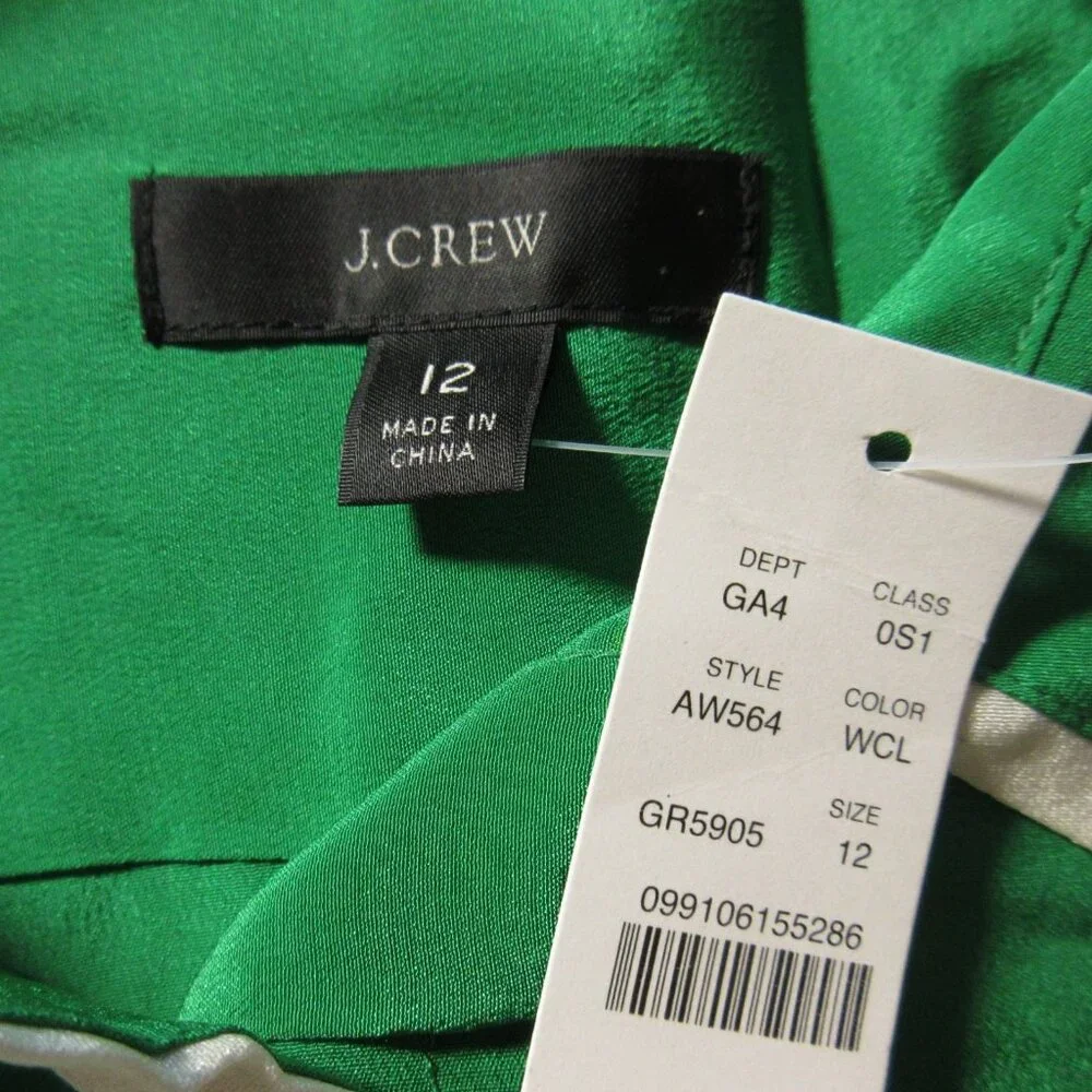 NWT J.Crew A-line Silk Shirtdress in Warm Clover Belted Fit & Flare Dress 12 - Picture 5 of 6